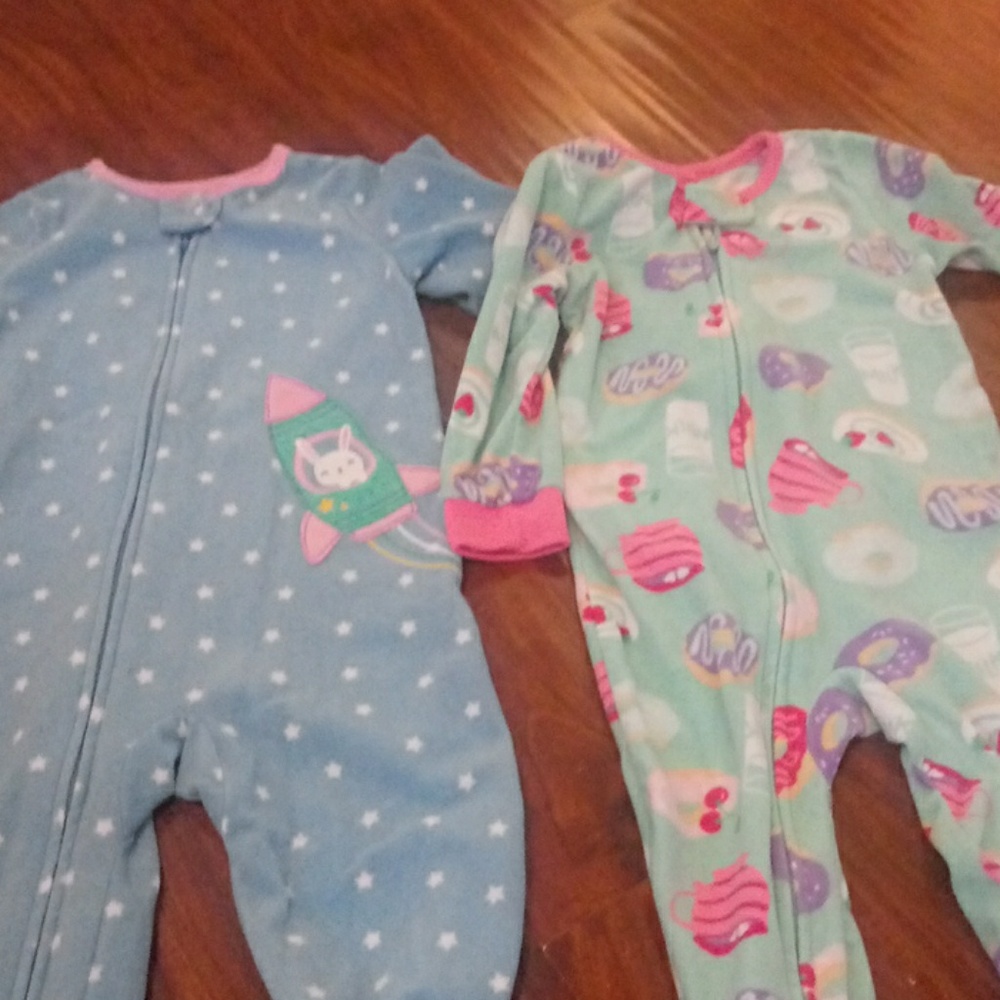 Carters 2t, and 24 month fleece onsies